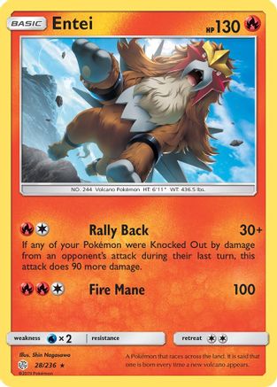 Entei 028/236 - SM Cosmic Eclipse Reverse Holofoil