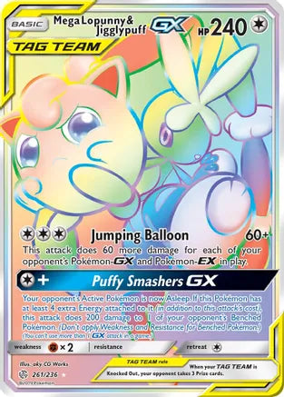 Pokemon: Mega Lopunny & Jigglypuff GX Secret Cosmic Eclipse 261/236 - Near Mint