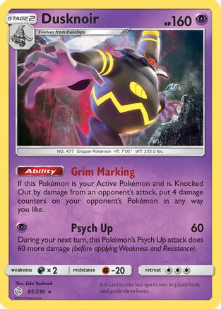 Dusknoir 085/236 - SM Cosmic Eclipse Reverse Holofoil