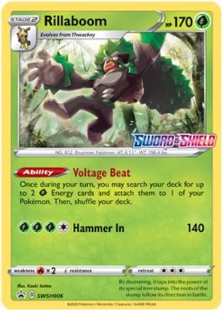 Rillaboom SWSH006 - SWSH Sword & Shield Promo Cards - Holofoil
