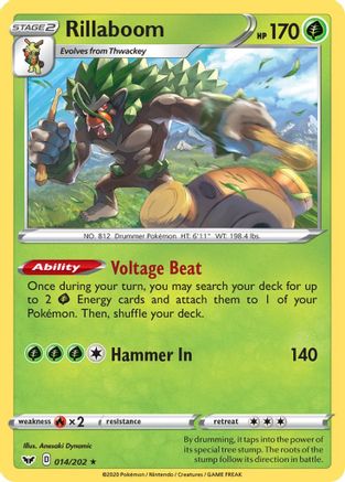 Rillaboom () 014/202 - SWSH01 Sword & Shield Base Set Reverse Holofoil