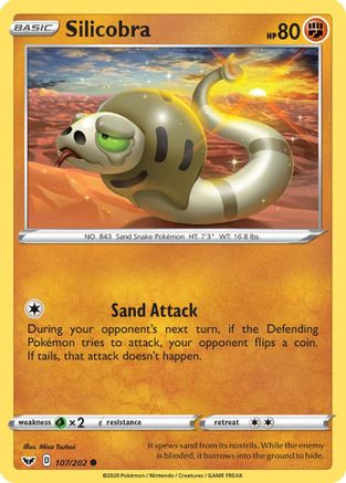Silicobra 107/202 - SWSH01 Sword & Shield Base Set Reverse Holofoil