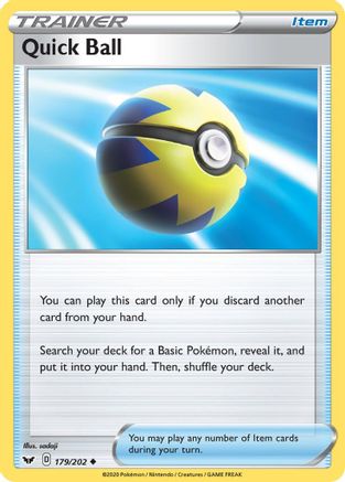 Quick Ball 179/202 - SWSH01 Sword & Shield Base Set Reverse Holofoil