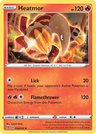 Heatmor 034/192 - SWSH02 Rebel Clash Reverse Holofoil