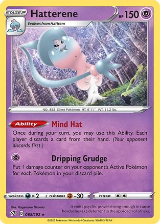 Hatterene 085/192 - SWSH02 Rebel Clash Reverse Holofoil