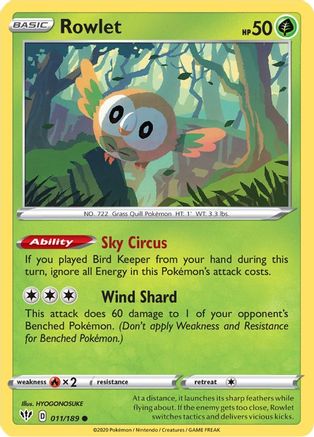 Rowlet 011/189 - SWSH03 Darkness Ablaze Reverse Holofoil