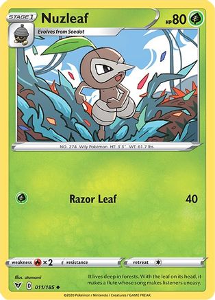 Nuzleaf 011/185 - SWSH04 Vivid Voltage Reverse Holofoil