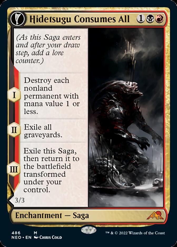 Hidetsugu Consumes All // Vessel of the All-Consuming (NEO-486) - Kamigawa: Neon Dynasty: (Extended Art, fandfc, enchantment) Foil