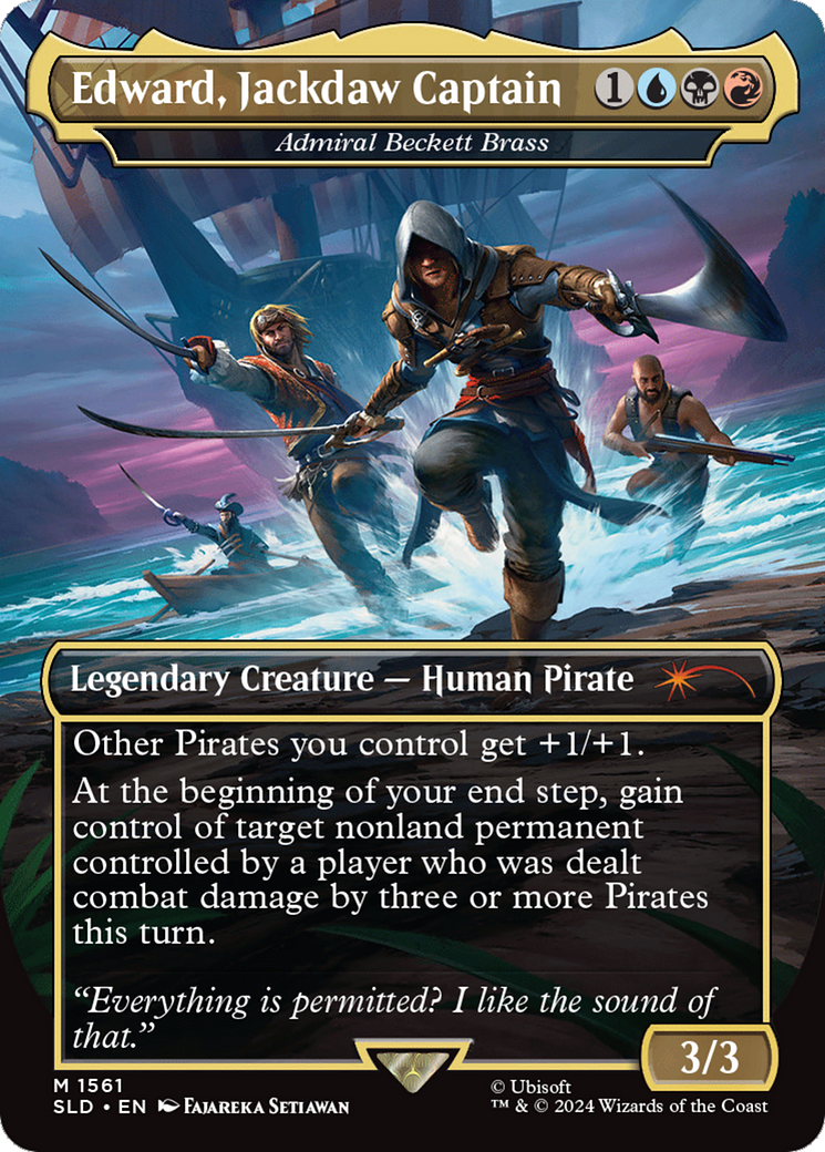 Admiral Beckett Brass (SLD-1561) - Secret Lair Drop / Edward, Jackdaw Captain (Borderless) Foil
