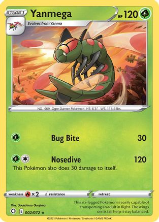 Yanmega 002/072 - Shining Fates Reverse Holofoil