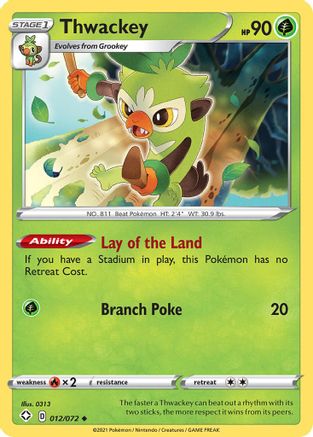 Thwackey 012/072 - Shining Fates Reverse Holofoil