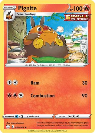 Pignite 024/163 - SWSH05 Battle Styles Reverse Holofoil