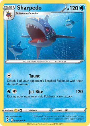 Sharpedo 036/203 - SWSH07 Evolving Skies Reverse Holofoil