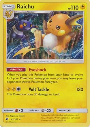 Raichu (Cosmos Holo) 041/147 - Blister Exclusives Holofoil