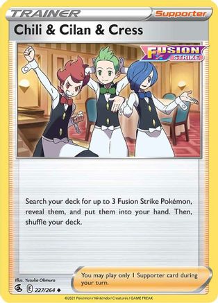 Chili & Cilan & Cress 227/264 - SWSH08 Fusion Strike Reverse Holofoil