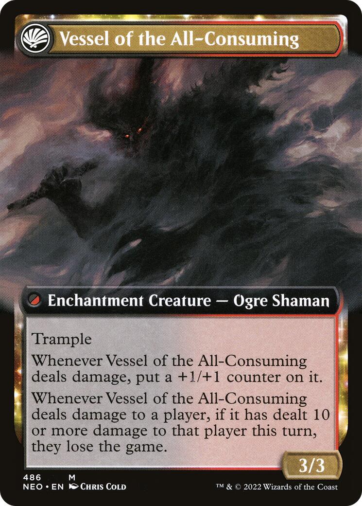 Hidetsugu Consumes All // Vessel of the All-Consuming (NEO-486) - Kamigawa: Neon Dynasty: (Extended Art, fandfc, enchantment) Foil