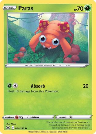 Paras 004/196 - SWSH11 Lost Origin Reverse Holofoil
