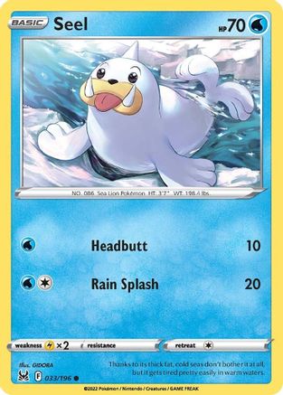 Seel 033/196 - SWSH11 Lost Origin Reverse Holofoil
