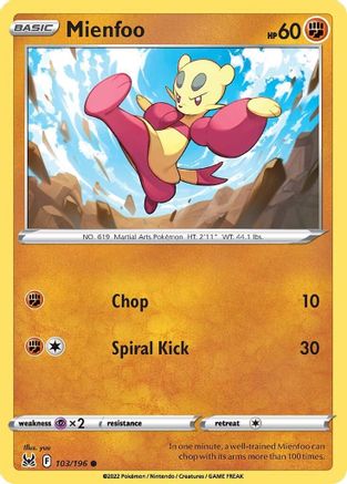 Mienfoo 103/196 - SWSH11 Lost Origin Reverse Holofoil