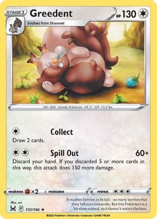 Greedent 151/196 - SWSH11 Lost Origin Reverse Holofoil