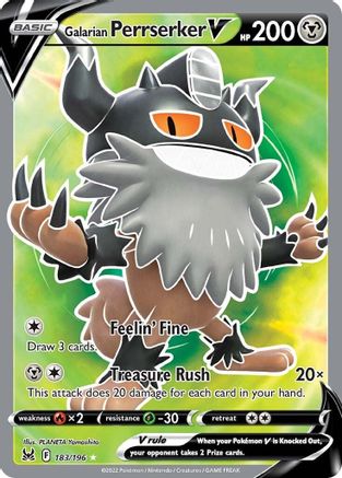 Galarian Perrserker V (Full Art) 183/196 - SWSH11 Lost Origin Holofoil
