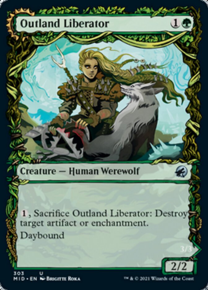 Outland Liberator // Frenzied Trapbreaker (MID-303) - Innistrad: Midnight Hunt: (Showcase, Double Faced Transform) Foil