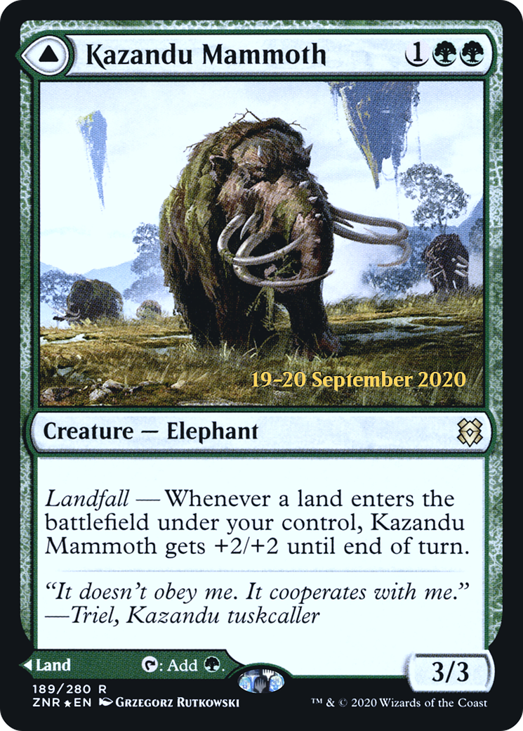 Kazandu Mammoth // Kazandu Valley (PRE-189S) - Zendikar Rising Promos Foil
