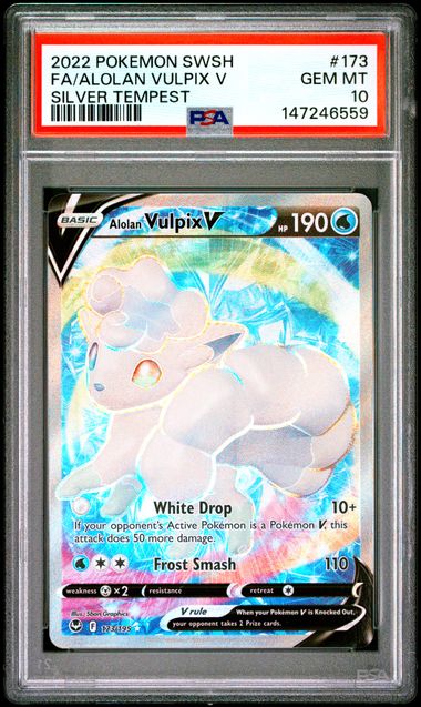 Alolan Vulpix V Full Art Silver Tempest 173/195 PSA 10