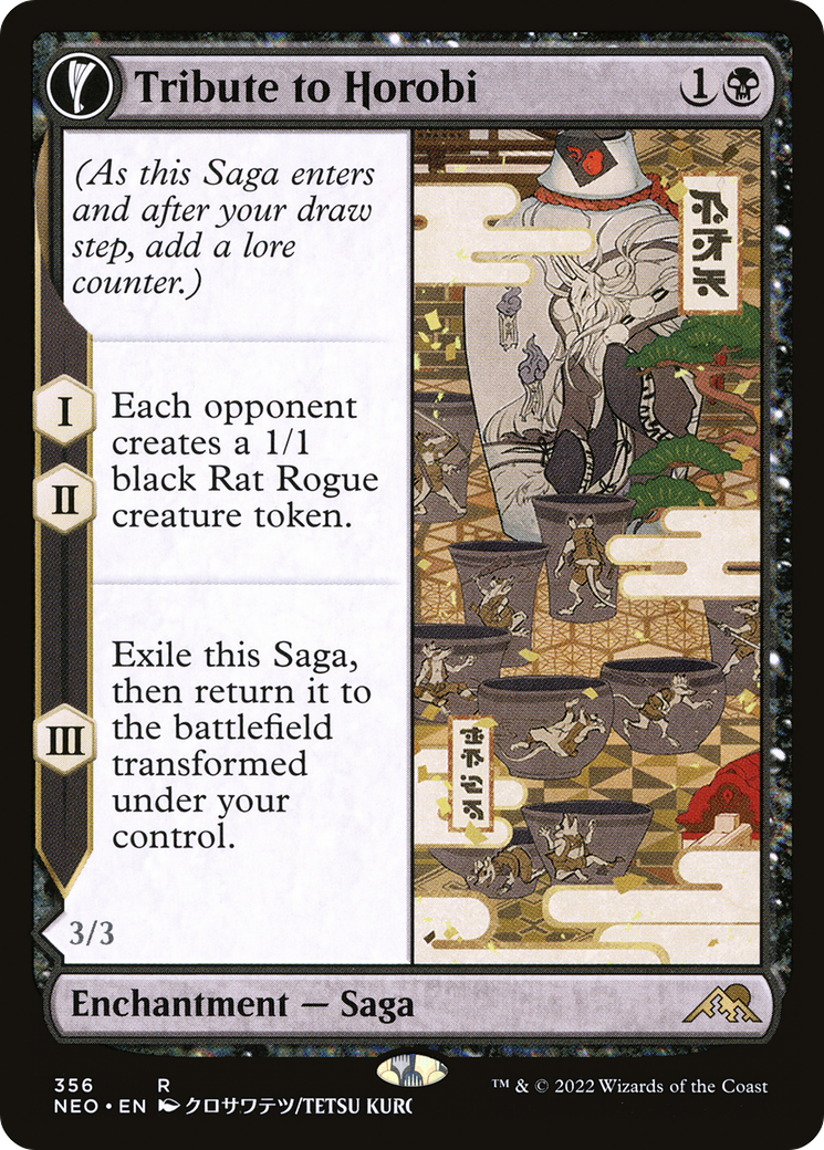 Tribute to Horobi // Echo of Death's Wail (NEO-356) - Kamigawa: Neon Dynasty: (Showcase, fandfc) Foil