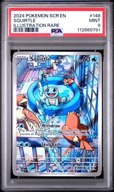 Squirtle Illustration Rare Stellar Crown 148/142 PSA 9