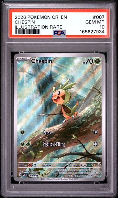 Chespin Illustration Rare ME04 Chaos Rising 087/086 PSA 10