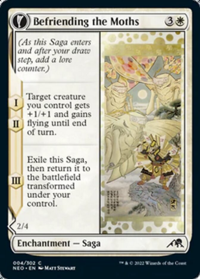 Befriending the Moths // Imperial Moth (NEO-004) - Kamigawa: Neon Dynasty: (fandfc, enchantment) Foil