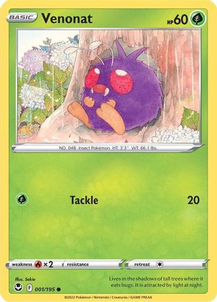 Venonat 001/195 - SWSH12 Silver Tempest Reverse Holofoil