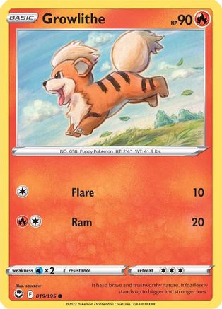 Growlithe 019/195 - SWSH12 Silver Tempest Reverse Holofoil