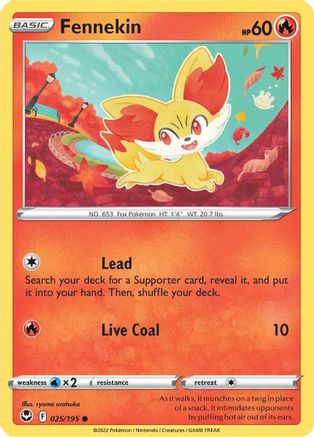 Fennekin 025/195 - SWSH12 Silver Tempest Reverse Holofoil