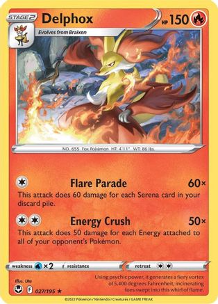 Delphox 027/195 - SWSH12 Silver Tempest Reverse Holofoil
