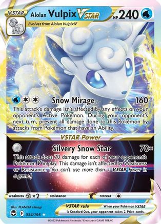 Alolan Vulpix VSTAR 034/195 - SWSH12 Silver Tempest Holofoil