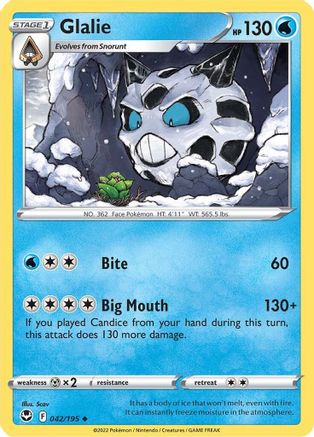 Glalie 042/195 - SWSH12 Silver Tempest Reverse Holofoil
