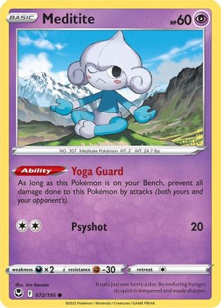 Meditite 072/195 - SWSH12 Silver Tempest Reverse Holofoil