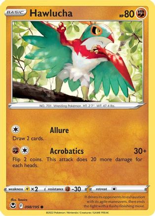 Hawlucha 098/195 - SWSH12 Silver Tempest Reverse Holofoil