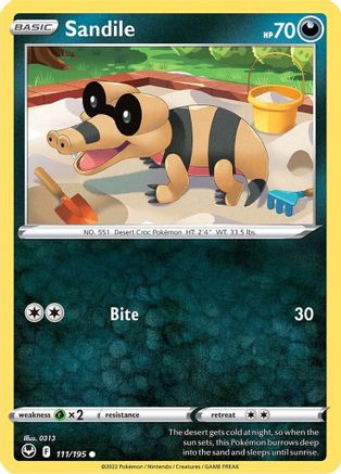 Sandile 111/195 - SWSH12 Silver Tempest Reverse Holofoil