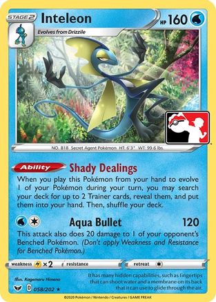 Inteleon () 058 - Prize Pack Series Cards Holofoil