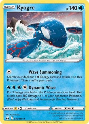 Kyogre 036/159 - Crown Zenith Reverse Holofoil