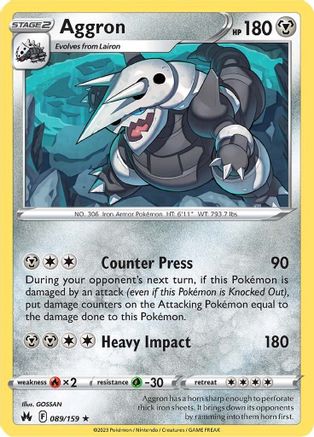 Aggron 089/159 - Crown Zenith Reverse Holofoil