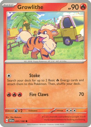 Growlithe 031/198 - SV01 Scarlet & Violet Base Set Reverse Holofoil