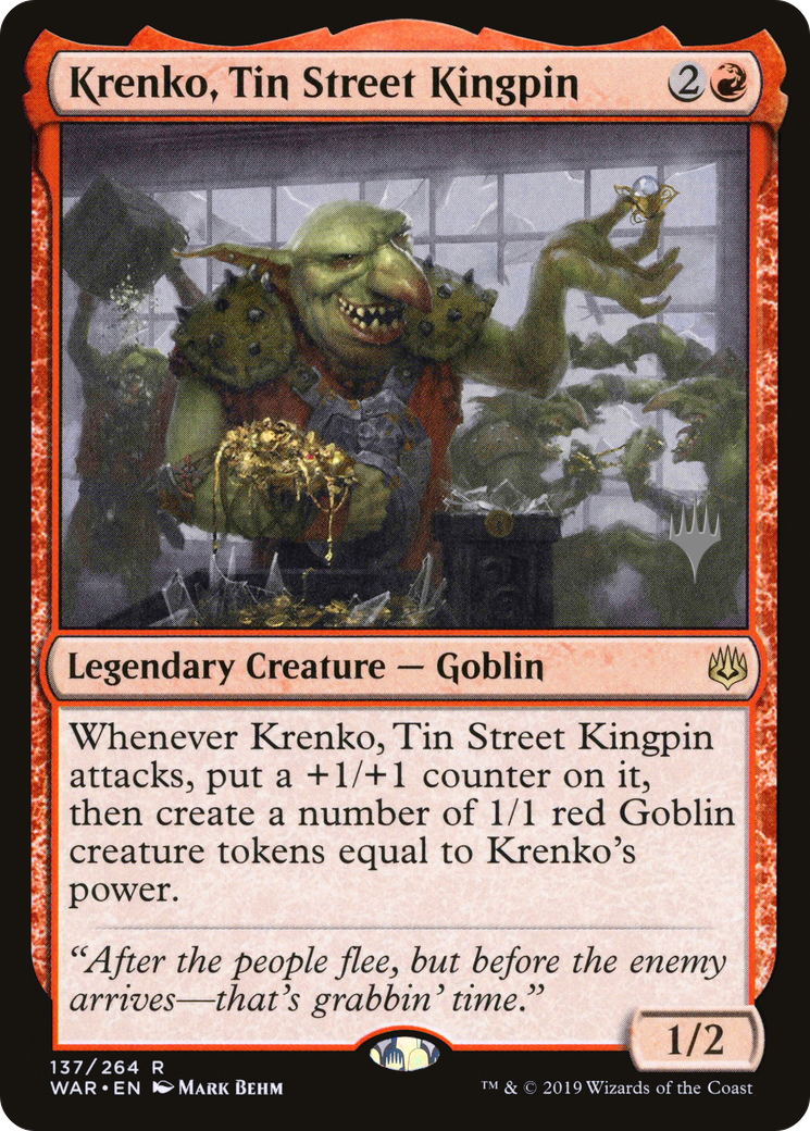 Krenko, Tin Street Kingpin (PPELD-137P) - War of the Spark Promos Foil