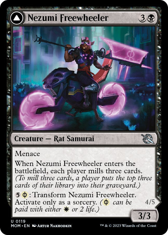 Nezumi Freewheeler // Hideous Fleshwheeler (MOM-119) - March of the Machine Foil