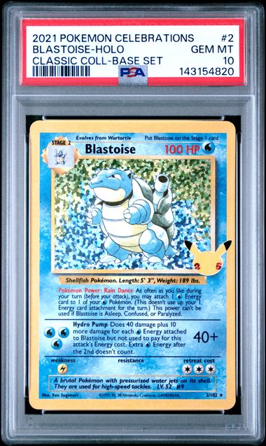 Blastoise Celebrations Classic Collection 2/102 PSA 10