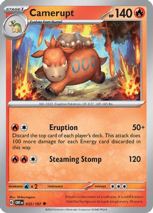 Camerupt 032/197 - SV03 Obsidian Flames Reverse Holofoil