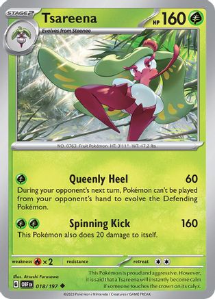 Tsareena 018/197 - SV03 Obsidian Flames Reverse Holofoil
